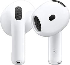 Apple AirPods 4 Wireless Earbuds, Bluetooth Headphones, with Active Noise Cancellation, Adaptive, Transparency Mode, Personalized Spatial Audio, USB-C Charging Case, Wireless Charging, H2 Chip