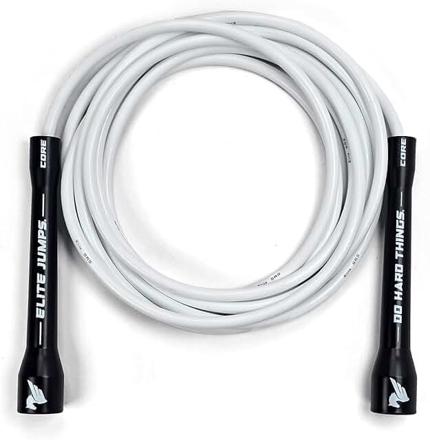 Elite Jumps Adjustable Jump Rope – 6mm PVC Training Rope for Fitness & Cardio | Indoor/Outdoor Skipping Rope with Unbreakable Handles, Non-Kinking Cord & Smooth Rotation for Boxing & Strength