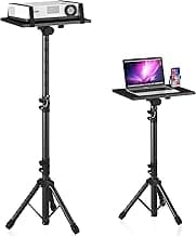 Projector Stand Tripod Adjustable, Laptop Height from 23.5 to 46.5 inches with Gooseneck Phone Holder, Floor for Office, Home, Stage, Studio, DJ Racks Holder Mount, 23.5inch-46.5inch