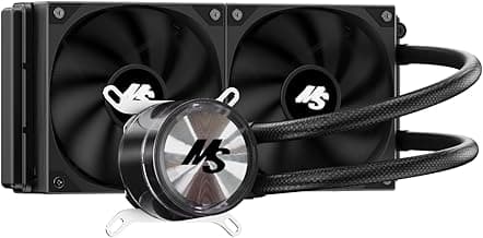 Minorsonic CPU Cooler 240mm Aio, Liquid Cooler CPU Low-Noise AMD AM5/AM4, Refrigeracion Liquida Water Cooling Systems, Intel LGA 1851/1700 PC Water Cooler 2 x 120 mm PWM Fans Black