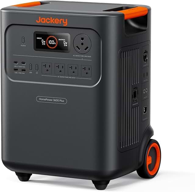 Jackery HomePower 3600 Plus Portable Power Station, 3600W AC Output, 3584Wh LFP Solar Generator, Expandable up to 21kWh, Essential Home Backup for Home Use, Emergencies, RV (Solar Panel Optional)