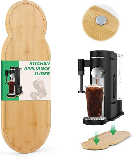 Appliance Slider for Ninja Single Serve Coffee Maker PB051/PB041, Bamboo Kitchen Appliance Sliding Tray for Coffee Maker, Coffee Slider for Countertop for Ninja Accessories, 5.9”W x 16.5”D