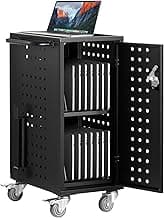 VEVOR 16 Device Charging Station with Lock & Key, Mobile Charging Cart for Chromebook, iPads, Tablet and Laptop, Up to 15.6 in Screen Size, Office and Classroom Locking Charging Station