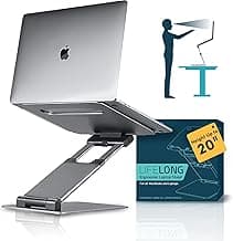 Lifelong Ergonomic Adjustable Laptop Stand for Desk - Height Up to 20" Portable Computer Laptop Riser Holder, Fits All MacBook Air & 10 15 17 Inches Laptops, Back to School Gift for Men & Women