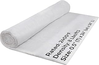SIMOND STORE Ceramic Fiber Insulation Blanket - 8# 2400F, 0.5" x 24" x 36", High Temperature Fireproof Insulation Blanket for Forge Wood Stove Furnace Kiln Chimney Fireplace Pizza Oven Insulation