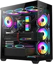 RUIX OV603 ATX Mid-Tower PC Case, Spacious High-Airflow Gaming Case with 4 x 120mm PWM ARGB Fans, USB 3.0 & Type-C Ports, Tempered Glass, Large Capacity Computer Case - Black