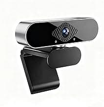 1080P HD Webcam with Microphone, Noise Cancellation, Privacy Cover, Wide-Angle Lens, Auto Light Correction, Plug & Play USB Webcam for Laptop, Desktop, PC, Mac, Zoom, Skype, Streaming (Black)