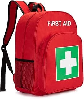 Red Emergency Bag First Aid Backpack Empty Medical Treatment First Responder Trauma Bags for Camping Cycling Hiking Daycare Outdoors (Red)