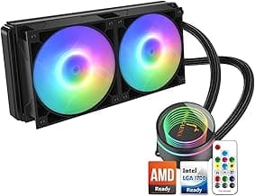 Dracaena 240mm AIO CPU Cooler, 240mm Radiator, 2x120mm ARGB PWM Fans,Color Change Remote,Leakproof Technology,High Flow Pump,ARGB Liquid Cooling System,AMD AM5/AM4-Intel LGA 1700/1200/115X