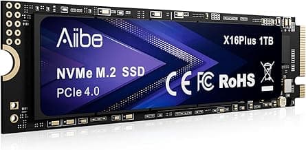 Aiibe X16Plus 1TB NVMe M.2 SSD Internal Solid State Drive PCIe 4.0 M.2 2280 1TB SSD Read Speeds Up to 7450MB/s for Laptop, PC, Gaming, Video Editing, PS5