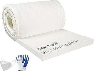 Deouss Ceramic Fiber Insulation Blanket - 8# 2400F - 2" x 24" x 150" - High Temperature Insulation Baffles for Wood Stove Forge Furnace Chimney Boiler Pizza Oven Kiln Fireplace - Dishwasher Blanket