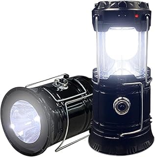 2-Pack Collapsible Camping Lantern XTAUTO Solar USB Rechargeable Portable Lightweight Waterproof LED Flashlight Survival Kits for Indoor Outdoor Home Emergency Light Power Outages Hiking Hurricane