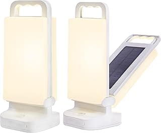 Solar Camping Lantern 6000mAh 2 Pack, USB Rechargeable Camping Light & Power Supply, Dimmable LED Night Lamp with Up to 80Hrs Runtime, Survival Gear for Emergency, Hurricane, Hiking & Outdoor, Indoor