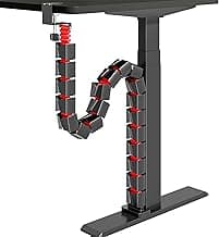 ARES WING Under Desk Cable Management Spine, Clamp On Vertebrae Cable Management for Standing Desk, Length Adjustable Cord Organizer with 20 Modular Vertebrae for Office and Gaming Desks, Red