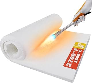 Ceramic Fiber Insulation, 60"x24"x1"Thick, 2600F Fireproof Insulation Blanket for Wood Stove Baffle, Fireplace, Pellet Stove, Chimney, Furnace, Boiler, Pizza Ovens and Forge