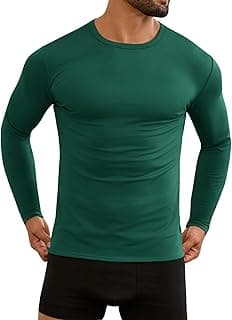 Men's Thermal Long Sleeve Shirts Fleece Lined High Stretch Thermal Underwear Tops Base Layer for Men Cold Weather Gear