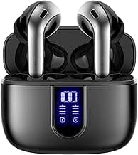 TAGRY Bluetooth Headphones True Wireless Earbuds 60H Playback LED Power Display Earphones with Wireless Charging Case IPX5 Waterproof in-Ear Ear buds with Mic for TV Smart Phone Laptop Computer Sports