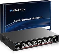 8 Port 10Gb Ethernet Switch Unmanaged, 8X 10Gbe Base-T Ports, GiGaPlus 10G Network Switch for 10Gbps NAS, PC, WiFi7 Router, 10Gbps Adapter/NIC. Desktop/ 19-inch Rack Mount, Plug and Play