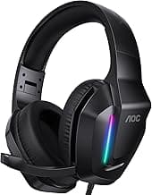 AOC Wired Gaming Headset, Surround Sound Headphones for Xbox Series X|S PS5 PC Switch, Noise Canceling Over-Ear Gaming Mic, RGB Lights, 50mm Drivers, 3.5mm Jack, Black
