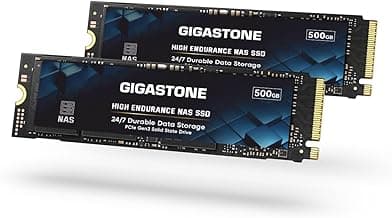 【NAS Certified】GIGASTONE High Endurance M.2 SSD 500GB (2-Pack) for Data Cache and Fast Boot, NVMe PCIe Gen3 Up to 2100MB/s, TLC Flash with SLC Caching, 24/7 Reliable for Gaming/PC/NAS, 5-Year Warranty