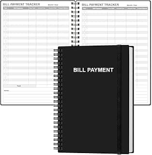 Bill Payment Tracker Notebook - Monthly Bill Organizer & Planner for Personal Budgeting Financial, Payments Checklist Organizer, 5.8" x 8.5", Black