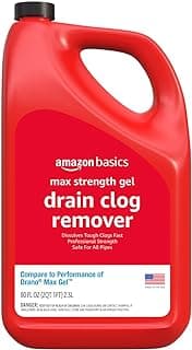 Amazon Basics Max Strength Drain Cleaner Hair Clog Remover Gel - Unclogs Hair and Grease, 80 Fl Oz
