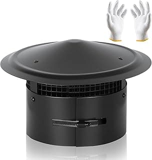 6 Inch Round Chimney Cap, 304 Stainless Steel Cone Top Roof Rain with Screen, Fireplace Exhaust Roof Vent Cover for Outside, Weatherproof Rain Cap Excellent Ventilation Easy to Install Black