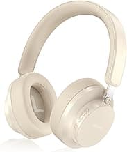 Noise Cancelling Headphones Wireless Bluetooth, Over Ear Headphones Bluetooth with Microphone, Cancelling Wireless Headphone Over Ear, 65h Playtime, Clear Calls, Comfort Fit For Travel (Beige)