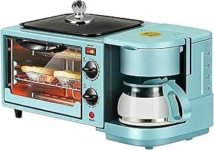 9L, 3-in-1 multifunctional home breakfast machine, mini oven, coffee machine, with timer, visible window, Lid crystal handle (Blue)