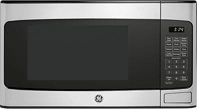 GE Countertop Microwave Oven, Compact 1.1 Cubic Ft., 950-watt Capacity, 6 Auto Cooking Settings, Child-Lock Technology, Kitchen Essentials for The Countertop, Dorm Room or Apartment, Stainless Steel