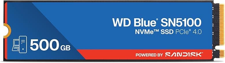 WD Blue SN5100 500GB NVMe SSD - M.2 2280, PCIe Gen 4.0, Internal Solid State Drive - Read Speeds Up to 6,600MB/s, Upgrade Storage for PC/Laptops - WDS500G5B0E