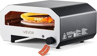 VEVOR 16 in Outdoor Pizza Oven, Auto Rotating Propane Gas Pizza Ovens, Portable Pizza-Cooker with Electric Rotate Pizza-Stone, Carry Bag, Propane Pizza Maker For Outside Backyard Patio Camping, Black