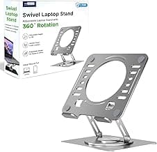 Uncaged Ergonomics Swivel Laptop Stand for Desk, Adjustable Computer iPad Stand for Desk w/ 360 Rotation, Portable Laptop Holder for Home Office Ergonomic Supplies