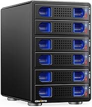 CENMATE Aluminum 6 Bay 10Gbps HDD Enclosure with Cooling Fan for 2.5“/3.5" SATA HDD/SSD with USB A/C 3.2 Gen 2, Support Hot Swappable, Tool-Free Hard Drive Enclosure