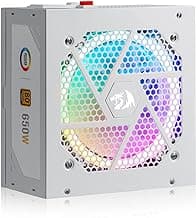Redragon RGPS-650W 80+ Gold 650 Watt ATX Fully Modular Power Supply w/ 80 Plus Gold Certified, Compact 160mm Size and Low Noise RGB Fan 0 RPM, 100% Japanese Capacitors, Full Mod Cables, White