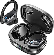 Wireless Earbuds, Sports Bluetooth Headphones, 80Hrs Playtime Ear Buds with LED Power Display, Noise Canceling Headset, IPX7 Waterproof Earphones for Workout/Running (Black)