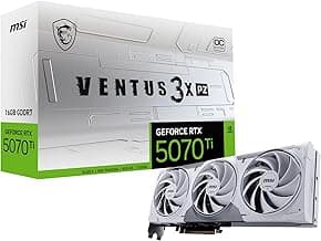msi Gaming RTX 5070 Ti 16G Ventus 3X PZ OC Graphics Card (16GB GDDR7, 256-bit, Extreme Performance: 2482 MHz, DisplayPort x 3 2.1a, HDMI 2.1b, NVIDIA Blackwell Architecture)