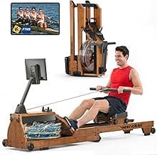 Water Rowing Machines for Home Use, Rower Machine with Smart Electronic Knob,Wooden Row Machine with LCD Monitor & Comfortable Seat, Bluetooth App Compatible for Home Gym Exercise 300 LBS