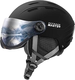 OutdoorMaster Snowboard Helmet with Ski Goggles, Ski Helmet and 2-in-1 Visor Detachable Goggles Set, Protective EPS Foam & 14 Cooling Vents - Snow Helmets for Men, Women & Youth