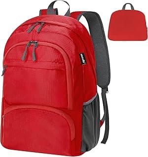 20L Lightweight Packable Hiking Daypack Foldable Backpack for Men Women Small Travel Outdoor Foldable Shoulder Bag-red