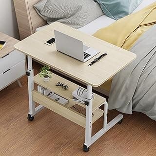Small Standing Desk, Adjustable Height 27"-33.5", Modern Style, Beige, 27" H x 31" W x 15" D, Office, Writing, Gaming, Dining