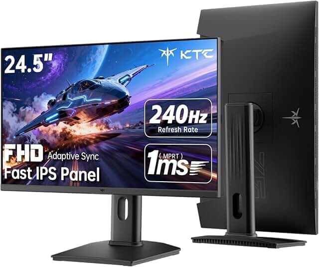 KTC 24.5 Inch 240Hz Gaming Monitor, FHD 1080p Fast IPS Computer Monitor, 1ms with Adaptive-Sync, HDR400, HDMI x2, DPx1, VESA Mount, Tilt/Pivot/Height Adjustment, H25T7-3