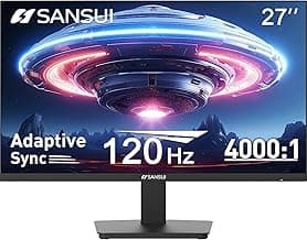 SANSUI 27 Inch Computer Monitor 120Hz, FHD 1080P Flat Monitor, HDMI DP Ports FreeSync, HDR 110% sRGB, Tilt Adjustable Frameless VESA Compatible for Office and Home (ES-27F2, HDMI Cable Included)