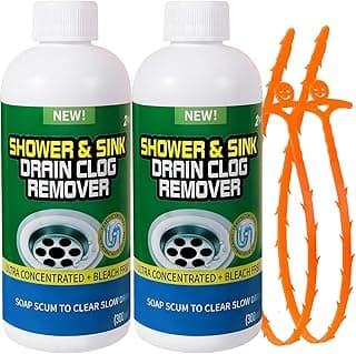 Drain Cleaner Clog Remover Liquid: Sink Kitchen Bathroom Shower Drain Cleaning Solution - Safe for Household Pipes Prevents Build-Up (2Pcs)