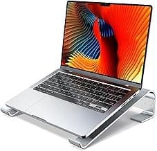 Laptop Stand for Desk, Aluminum Laptop Riser, Ergonomic Computer Stand Compatible with for MacBook Pro/Air, Dell, HP, Lenovo, 10-17.3'' (Silver)