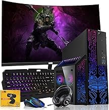 TechMagnet Nova Best Gaming PC Bundle with Core i7 32GB RAM 1TB SSD 27 inch Curved Monitor RTX 3060 Graphics RGB Keyboard with AI-Enabled Copilot Key Mouse Headphones Webcam Windows 11 (Renewed)