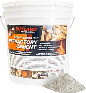 Rutland Castable Refractory Cement 25 Pound - High Temperature Fireplace & Woodstove Fire Cement - Cast Custom Fire Brick, Refractory Panels & Fire Pits, Pizza Ovens