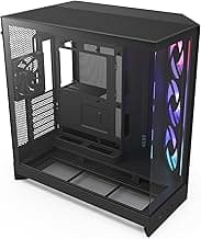 NZXT H9 Flow RGB (2025) – Large Dual-Chamber ATX Mid-Tower Airflow PC Case – Includes 1 x 420mm RGB Fan Unit & 1 x 120mm Fan – 420mm Radiator Support – Tempered Glass – Back-Connect Ready – Black