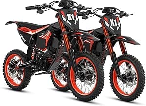 X1 Spark Electric Dirt Bike, 4500W Peak Mid-Drive motor Motor Electric Motorcycle, 60V 28.8Ah Battery, 50MPH & 60 Mile Range, Full Suspension Off Road E Bike for Teens & Adults 13+, 3 Speed Modes