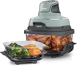 Ninja Crispi 4-in-1 Glass Air Fryer | 450°F | Non-Toxic | 4QT & 6-Cup Glass Containers w/Lids | Microwave, Freezer, Dishwasher Safe | Max Crisp, Air Fry, Bake, Recrisp | Green | FN101SG